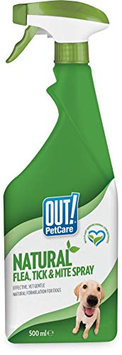 OUT! Spray natural contra pulgas, garrapatas y ácaros para perros, 500 ml