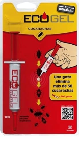 NOVAR ECOGEL Jeringuilla contra cucarachas | Eficacia Profesional| Elimina 50 cucarachas con una Sola Gota, Insectos | 10 gr Ecopack (Carton)