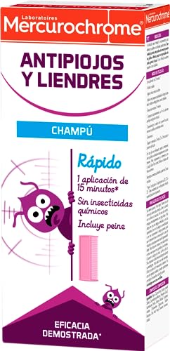 MERCUROCHROME - Champú Antipiojos y Liendres - Champú - Para Combatir Los Piojos Y Las Liendres - Sin Insecticidas Químicos - Para Toda La Familia - Rápido