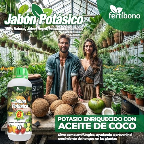 FERTIBONO Jabon Potasico Ultra Concentrado - El M谩s Eficaz 100% Natural y Residuo Cero Insecticida para Plantas, Potente contra Pulg贸n (1L)