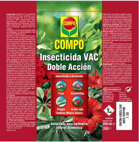COMPO Aerosol Doble AcciÃ³n, Insecticida y acaricida, Para jardinerÃ­a exterior domÃ©stica, 250 ml